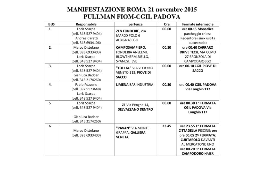 prospetto pullman  Roma 21.11.2015