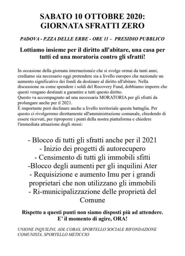 Sfratti zero_10 ottobre 2020